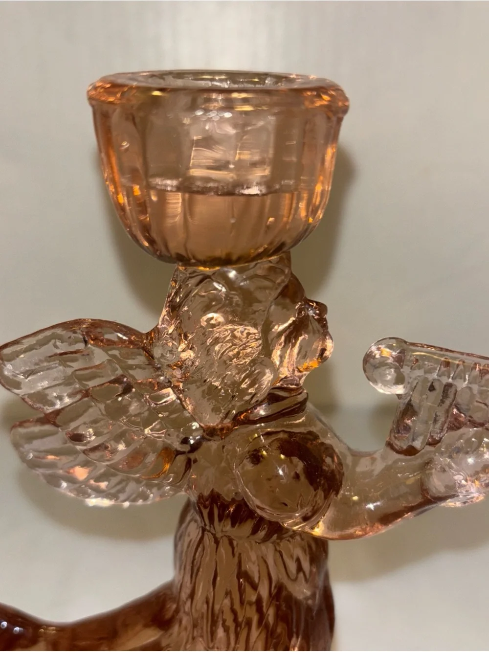 Vintage Angle Depression ERA 8”in Pink Angel Candlestick Holder